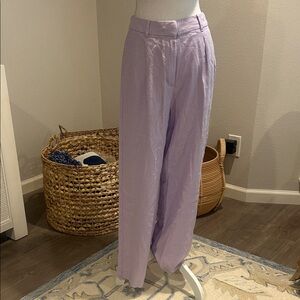 Lavender Wide-Leg Linen Pants